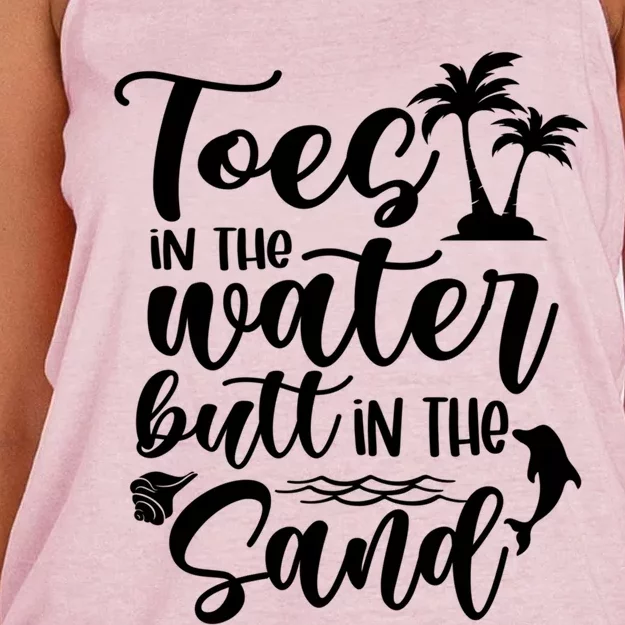 Toes In The Water Butt In The Sand Summer Vibes Beach Vacay Gift Women's Knotted Racerback Tank