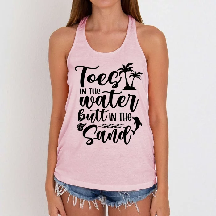 Toes In The Water Butt In The Sand Summer Vibes Beach Vacay Gift Women's Knotted Racerback Tank