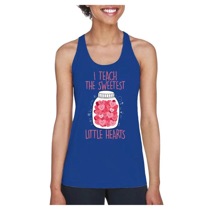 Teacher I Teach The Sweetest Hearts Teacher Valentines Day Gift Women's Racerback Tank