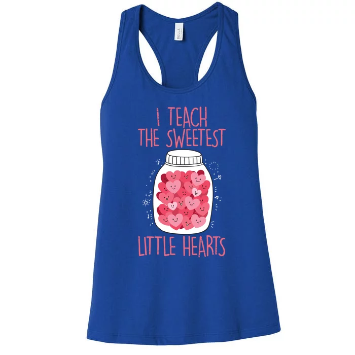 Teacher I Teach The Sweetest Hearts Teacher Valentines Day Gift Women's Racerback Tank