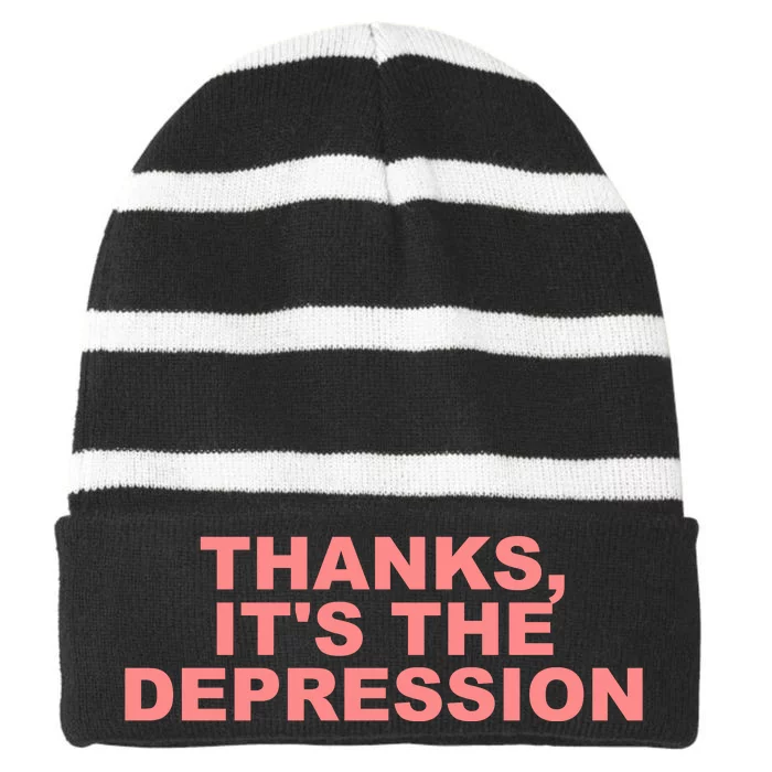 Thanks ItS The Depression Striped Beanie with Solid Band