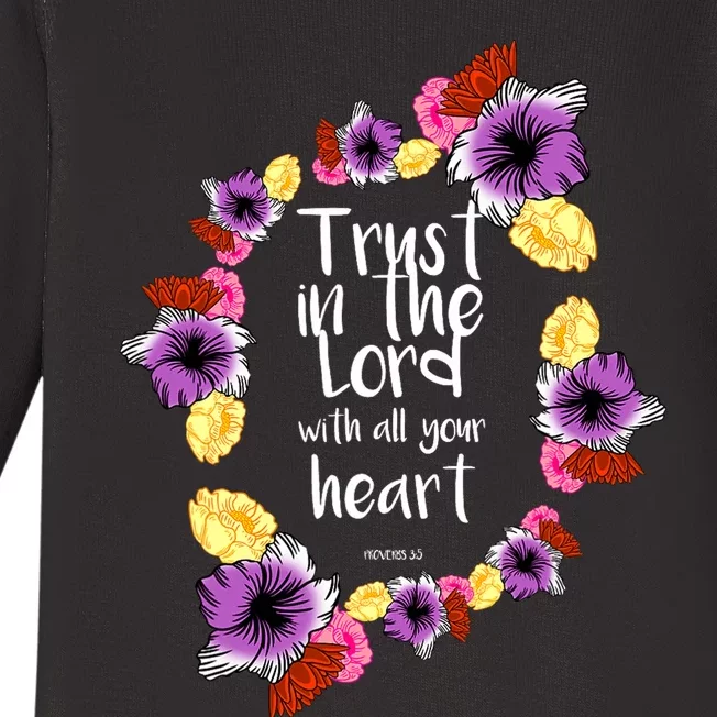 Trust In The Lord Scriptural Quote Biblical Baby Long Sleeve Bodysuit