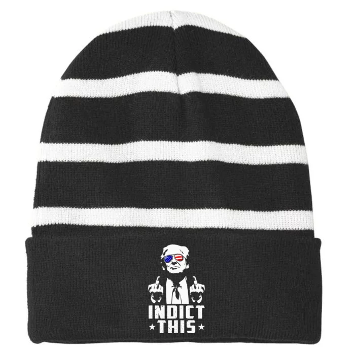 Trump Indict This Political Arrest For Republican Striped Beanie with Solid Band