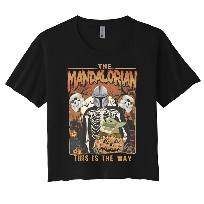 This Is The Way Skeleton Halloween Costume Pumpkin Jack O Lantern Women's Crop Top Tee