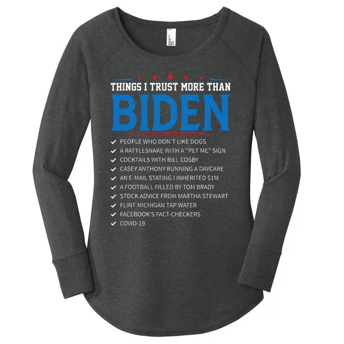 Things I Trust More Than Biden Sarcastic And Funny Joe Biden Women's Perfect Tri Tunic Long Sleeve Shirt