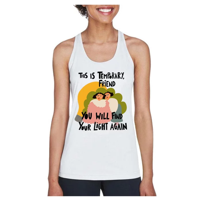 This Is Temporary Friend You Will Find Your Women's Racerback Tank