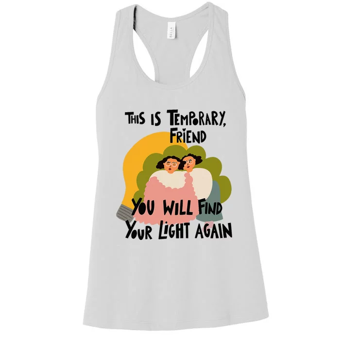 This Is Temporary Friend You Will Find Your Women's Racerback Tank