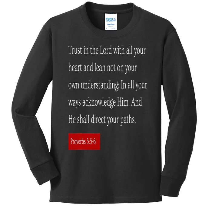 Trust in the Lord Proverbs 3  56 Christian Kids Long Sleeve Shirt