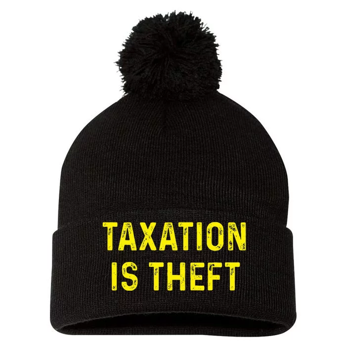 Taxation Is Theft Libertarian Voluntaryist Ancap Liberty Pom Pom 12in Knit Beanie