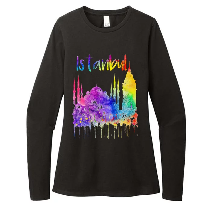 Turkey Istanbul Turkiye Turkish Lover Blue Mosque Painting Womens CVC Long Sleeve Shirt