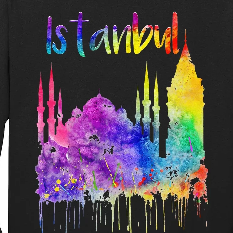 Turkey Istanbul Turkiye Turkish Lover Blue Mosque Painting Tall Long Sleeve T-Shirt