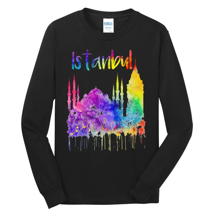 Turkey Istanbul Turkiye Turkish Lover Blue Mosque Painting Tall Long Sleeve T-Shirt