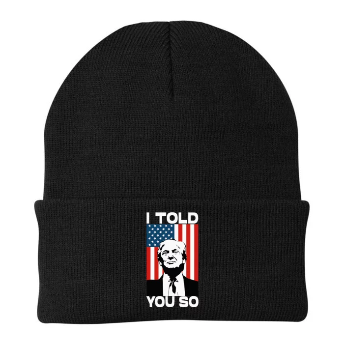 Trump I Told You So Funny America Flag Patriot I Told You So Knit Cap Winter Beanie