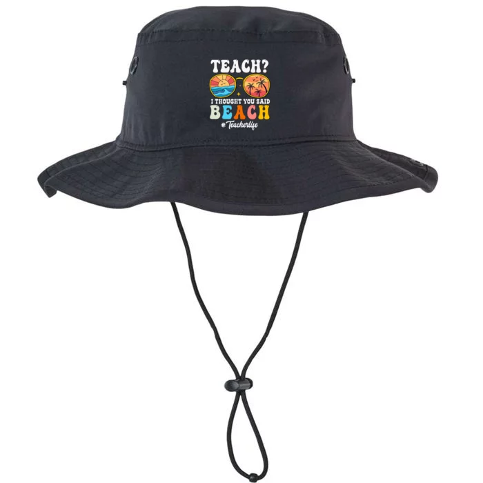 Teach I Thought You Said Beach Funny Teacher Summer Vacation Meaningful Gift Legacy Cool Fit Booney Bucket Hat