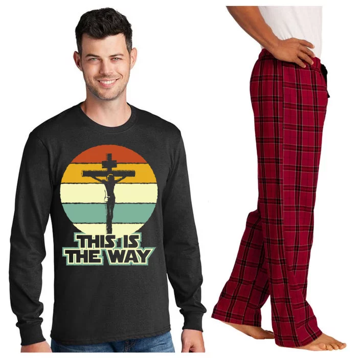 This Is The Way Jesus On The Cross Crucifix Vintage Sunrise Long Sleeve Pajama Set