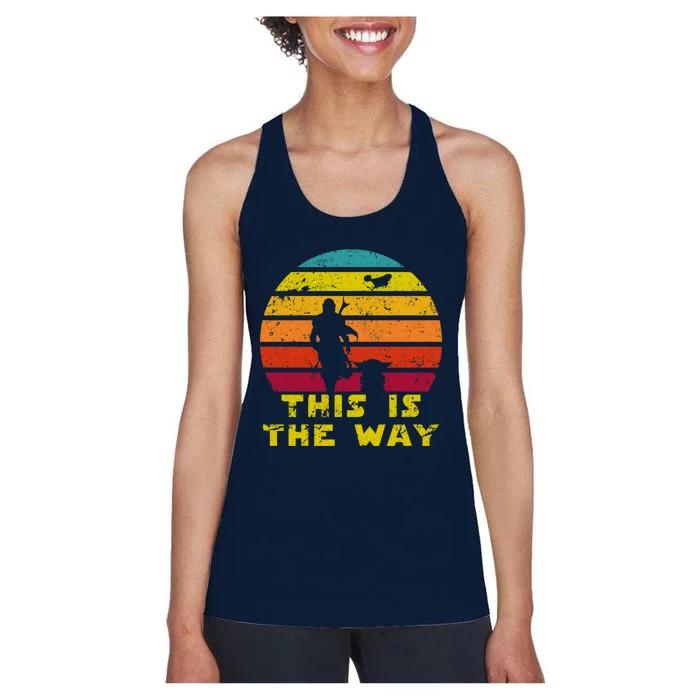 This Is The Way Reto Of Mando And Baby Sunrise Vintage Women's Racerback Tank