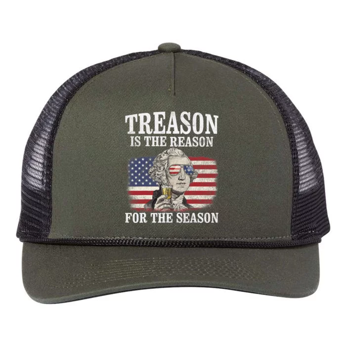 Treason Is The Reason For The Season 4th Of July Funny Retro Retro Rope Trucker Hat Cap