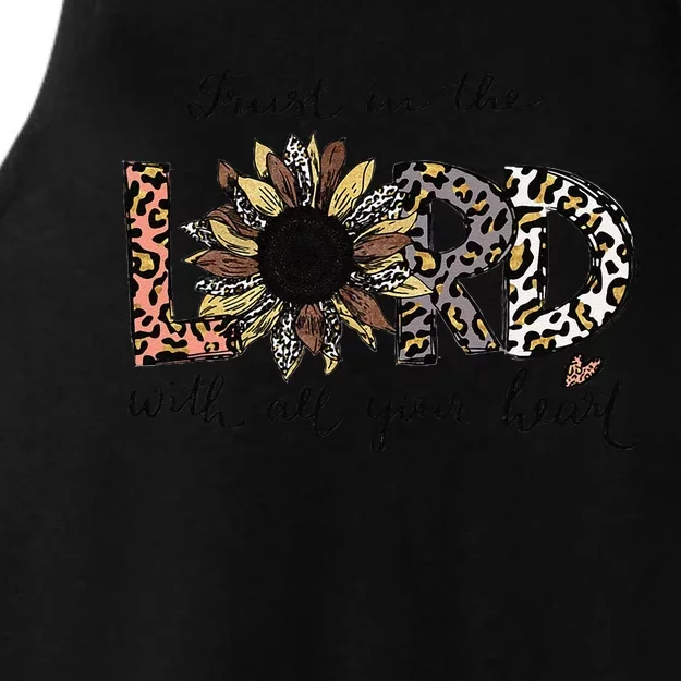 Trust In The Lord Love Christian Sunflower Leopard Jesus Ladies Tri-Blend Wicking Tank