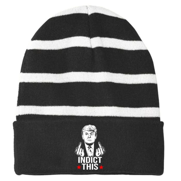 Trump Indict This Striped Beanie with Solid Band