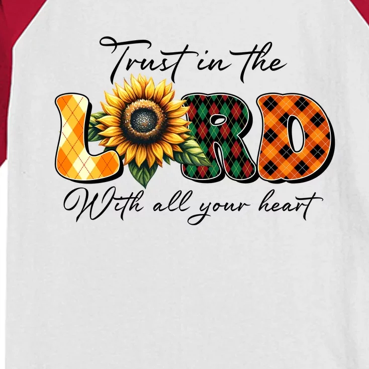 Trust In The Lord With All Your Heart Kids Colorblock Raglan Jersey