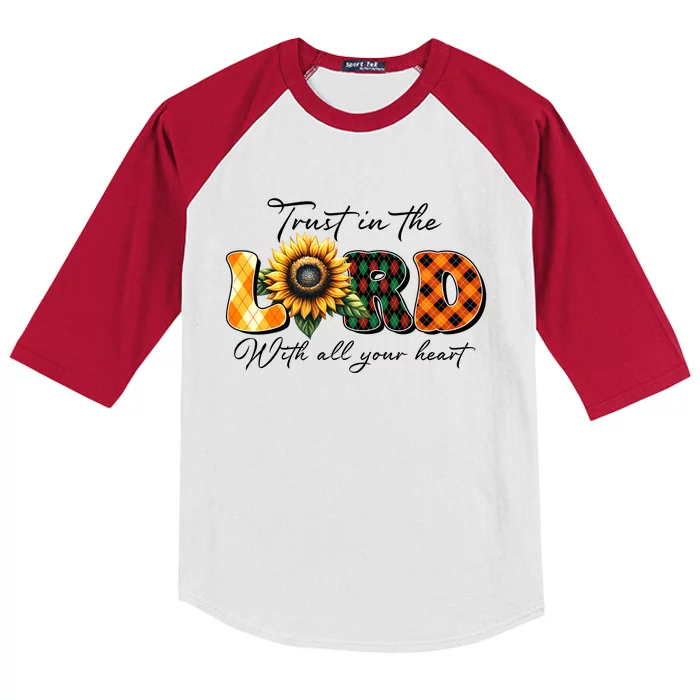 Trust In The Lord With All Your Heart Kids Colorblock Raglan Jersey