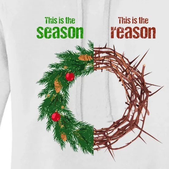 This Is The Season This Is The Reason Christian Xmas Wreath Women's Pullover Hoodie