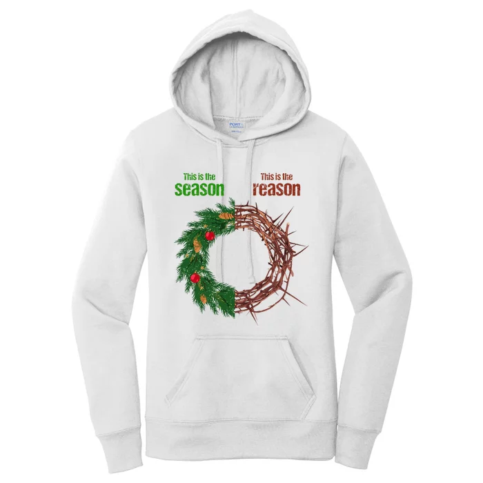 This Is The Season This Is The Reason Christian Xmas Wreath Women's Pullover Hoodie