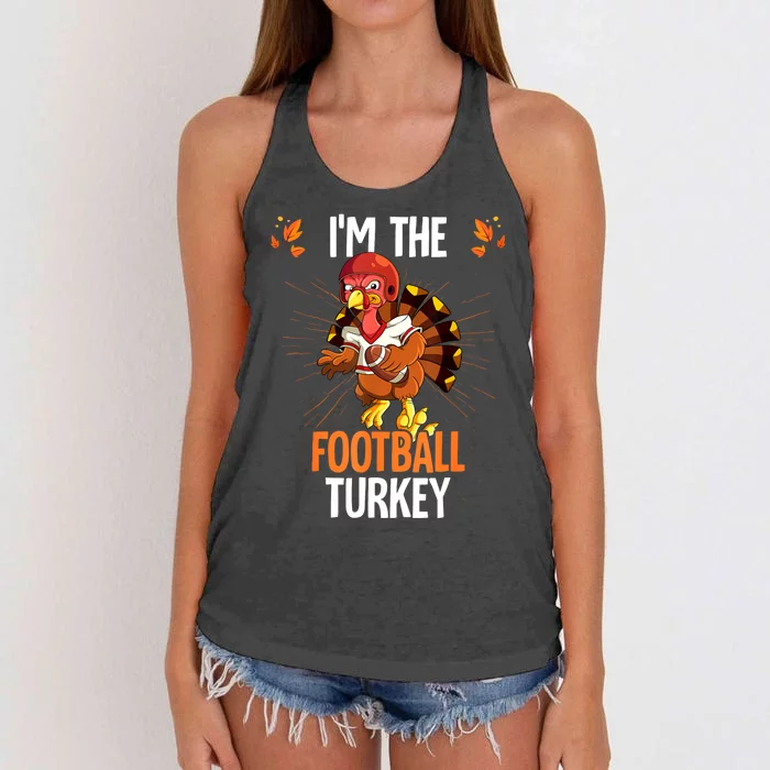 Thanksgiving IM The Football Turkey Women's Knotted Racerback Tank