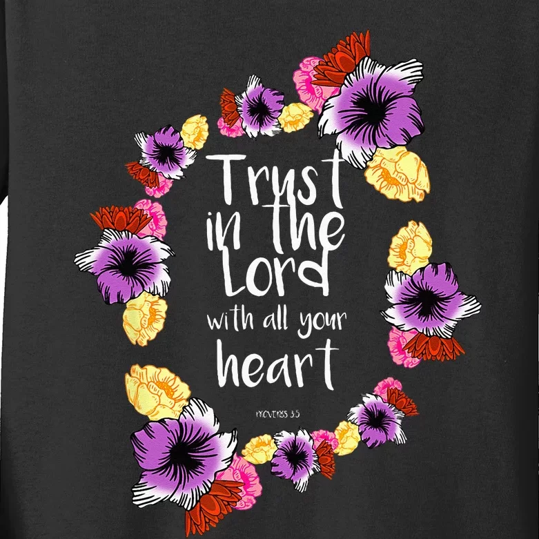 Trust In The Lord Scriptural Quote Biblical Christian Gift Kids Long Sleeve Shirt