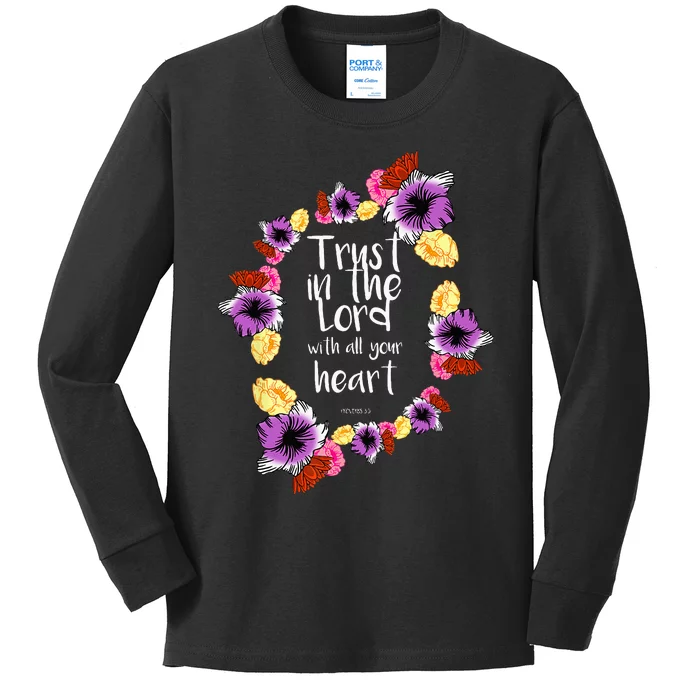 Trust In The Lord Scriptural Quote Biblical Christian Gift Kids Long Sleeve Shirt