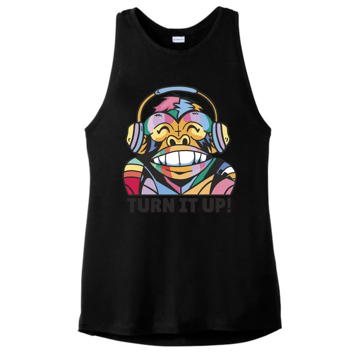 Turn It Up Music Monkey Ladies Tri-Blend Wicking Tank