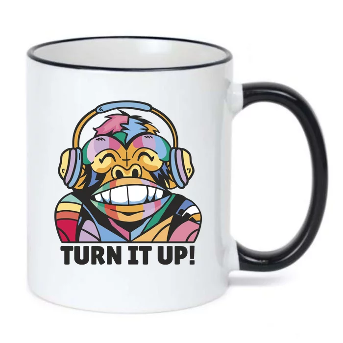 Turn It Up Music Monkey Black Color Changing Mug