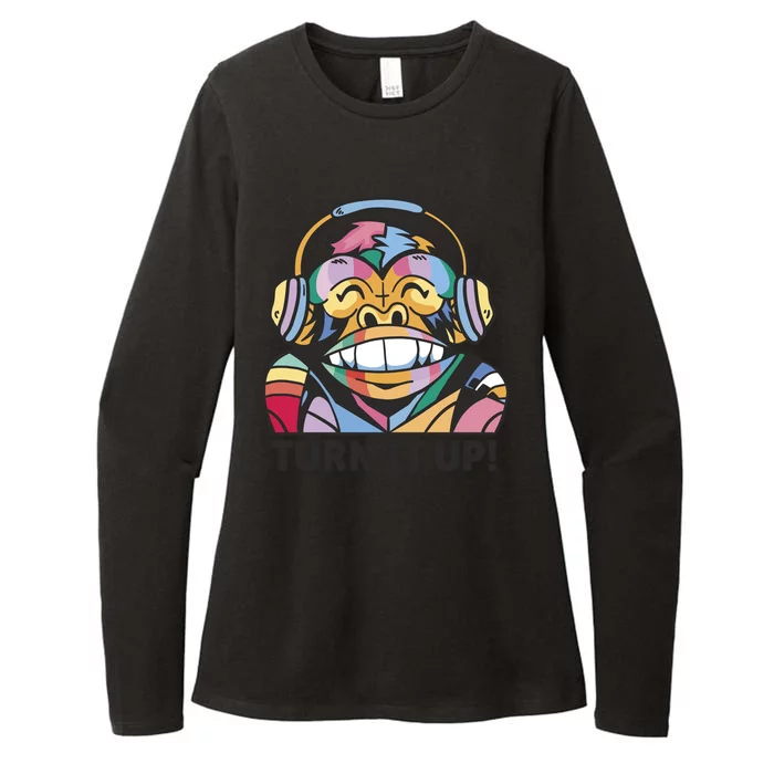 Turn It Up Music Monkey Womens CVC Long Sleeve Shirt