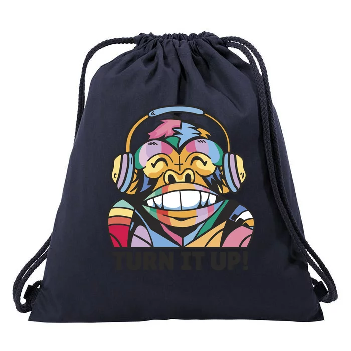 Turn It Up Music Monkey Drawstring Bag