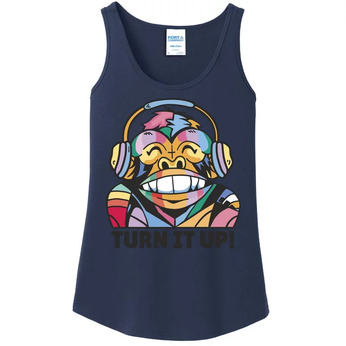 Turn It Up Music Monkey Ladies Essential Tank