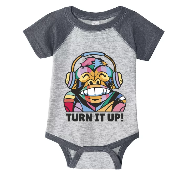 Turn It Up Music Monkey Infant Baby Jersey Bodysuit