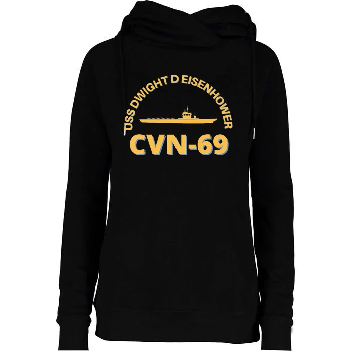 The Ike US Aircraft Carrier CVN 69 USS Dwight D. Eisenhower Womens Funnel Neck Pullover Hood