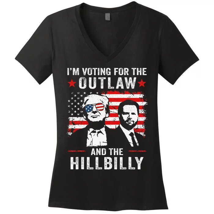 Trump IM Voting For The Outlaw And Hillbilly Trump Vance Gift Women's V-Neck T-Shirt