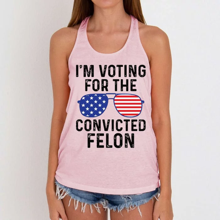 Trump Im Voting For The Convicted Felon Women's Knotted Racerback Tank