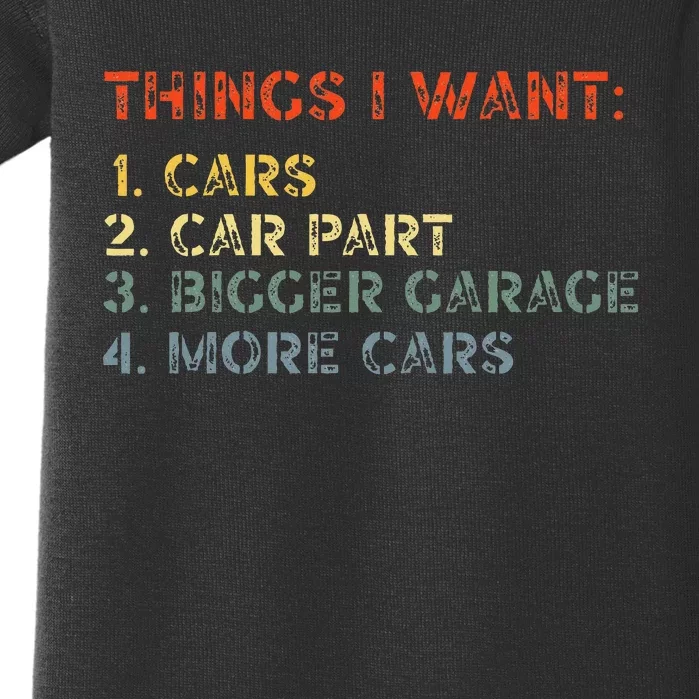 Things I Want In My Life Car Garage Baby Bodysuit