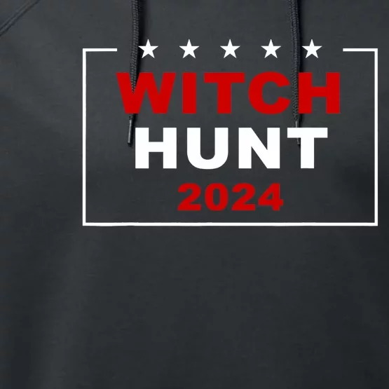 Trump Indictment Witch Hunt 2024 – Funny Quote Performance Fleece Hoodie