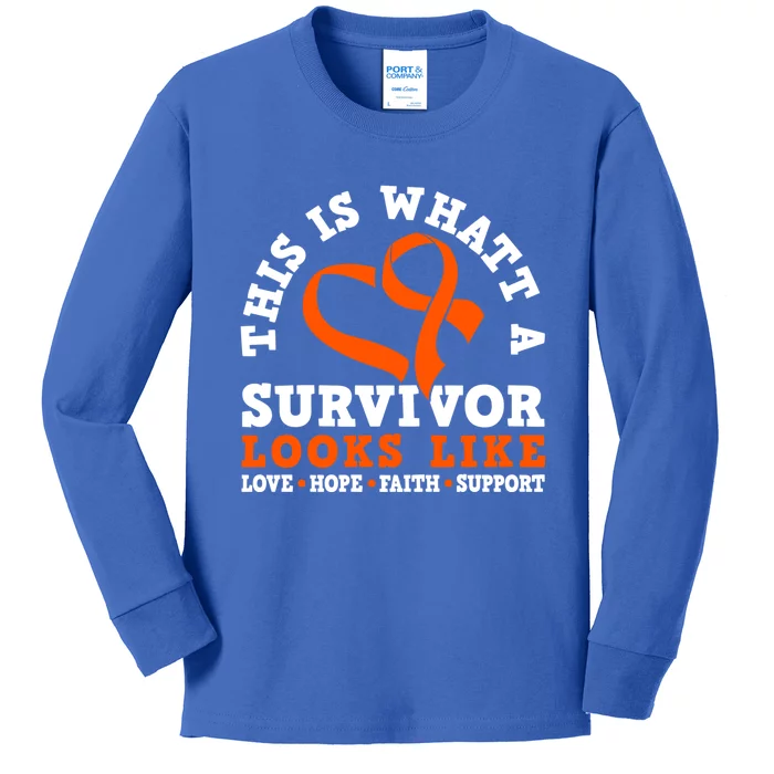 This Is What A Survivor Looks Like Leukemia Warrior Cool Gift Kids Long Sleeve Shirt