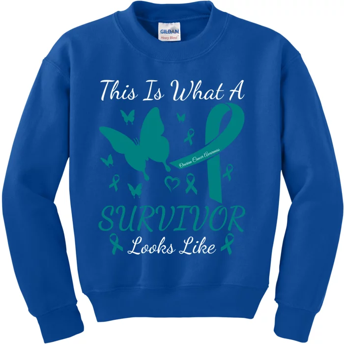 This Is What A Survivor Looks Like Ovarian Cancer Awareness Gift Kids Sweatshirt