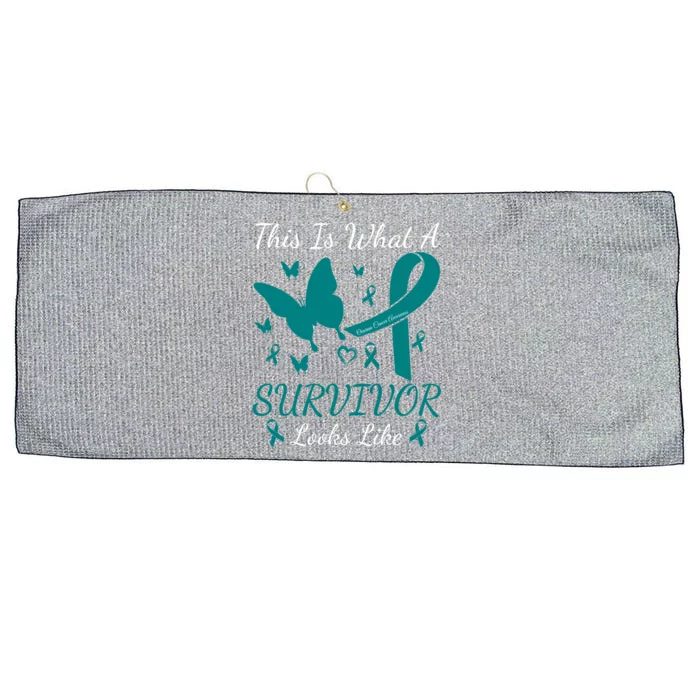 This Is What A Survivor Looks Like Ovarian Cancer Awareness Gift Large Microfiber Waffle Golf Towel