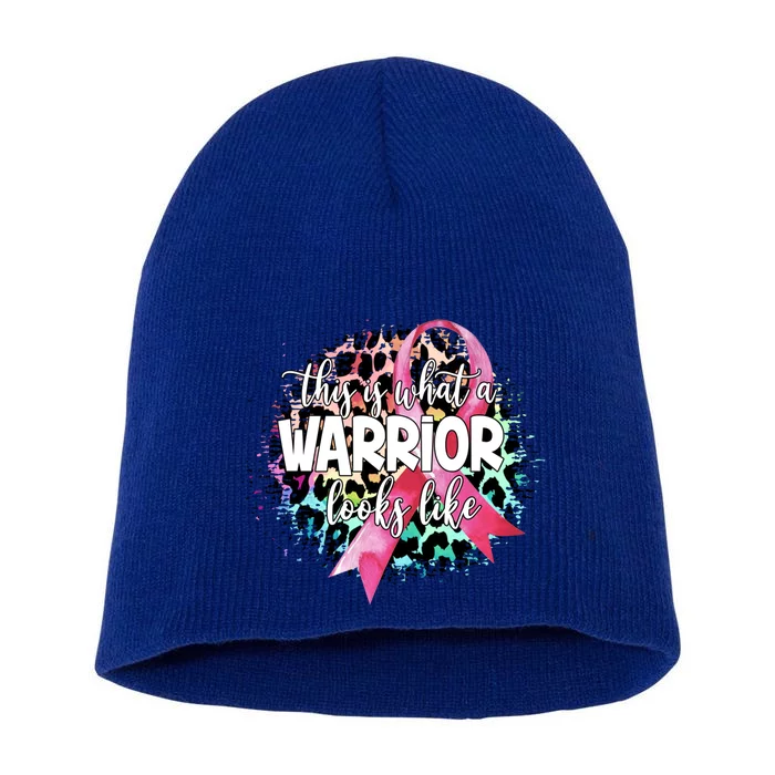 This Is What A Warrior Looks Like Breast Cancer Awareness Gift Short Acrylic Beanie