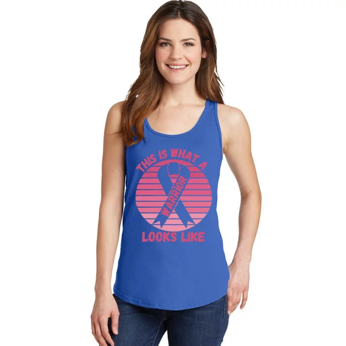 This Is What A Warrior Looks Like Breast Cancer Funny Gift Ladies Essential Tank