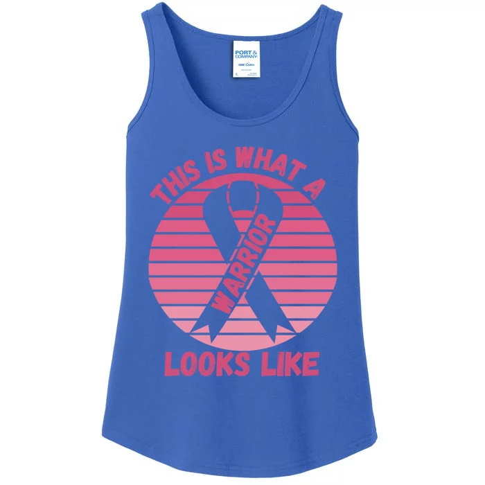 This Is What A Warrior Looks Like Breast Cancer Funny Gift Ladies Essential Tank