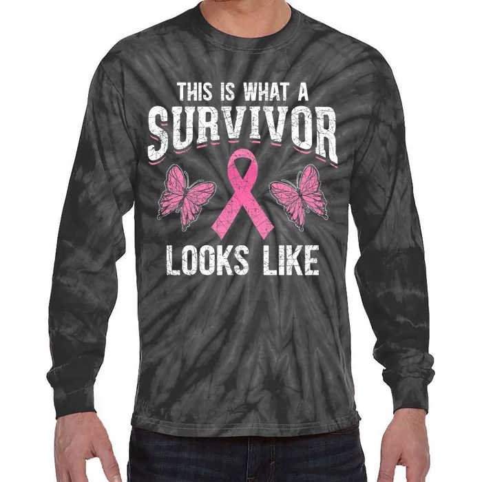 This Is What A Survivor Looks Like Breast Cancer Awareness Tie-Dye Long Sleeve Shirt