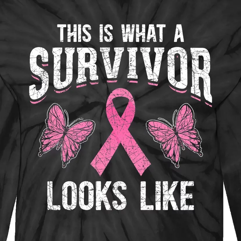 This Is What A Survivor Looks Like Breast Cancer Awareness Tie-Dye Long Sleeve Shirt