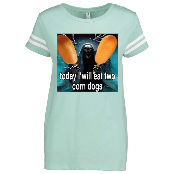 Today I Will Eat Two Corn Dogs Meme Silly Enza Ladies Jersey Football T-Shirt